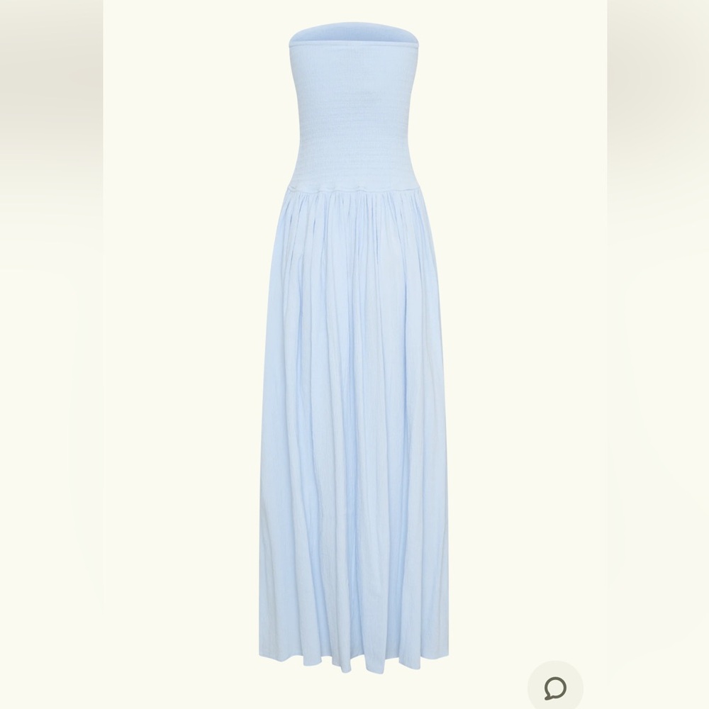 NWT Meshki ‘Maureen’ powder blue cotton shirring strapless maxi dress - Picture 6 of 16